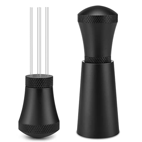 Agitador de café Espresso, WDT Distribution Tool, Aguja Espresso Blender,Coffee Distributor Tamper con Soporte，5 agujas herramientas de distribución de espresso de 0,4 mm, manipulador de agitación