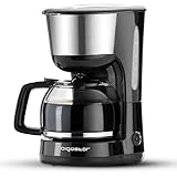 Aigostar Chocolate 30HIK–Cafetera de goteo, 1000w Cafetera de Filtro, con Filtro Reutilizable, Función Recalentar y Mantener Caliente. Sistema Antigoteo. 1,25l(10 Tazas), Libre de BPA.