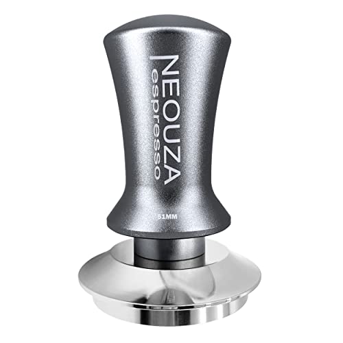 NEOUZA Apisador de espresso de 51 mm con resorte para accesorios de máquina de café, autonivelante antiadherente, mango refinado, base plana de acero inoxidable
