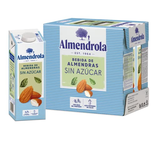Almendrola Bebida Vegetal de Almendras sin Azúcar, 6 x 1L