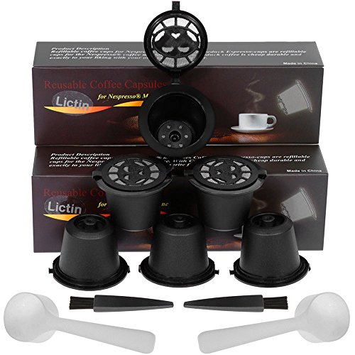 Lictin 6Pcs Cápsulas Filtros de Café-Recargable Reutilizable