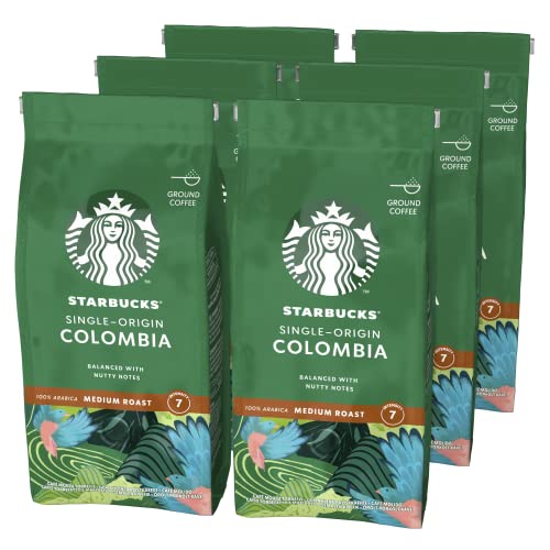STARBUCKS Single Origin Colombia Café Molido De Tostado Medio, 200 g (Paquete de 6)